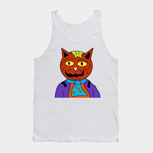 cat with hearts of love tie portrait Tank Top